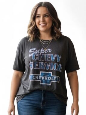 Dark Charcoal Super Chevy Service Graphic T-Shirt by Tee Luv SZ 2XL